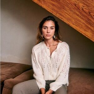 Sezane Tonio Cream Cardigan